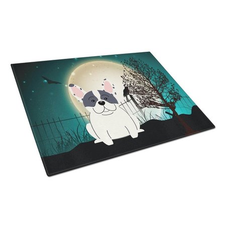 CAROLINES TREASURES Halloween Scary French Bulldog Piebald Glass Cutting Board, Large BB2201LCB